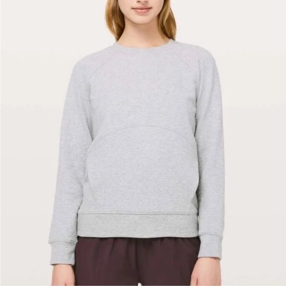 Lululemon Catch A Moment Crew Heathered Core Sweatshirt Light Grey Size 6 - Picture 1 of 13